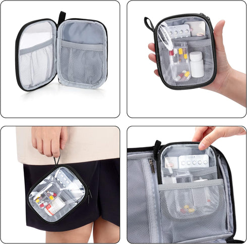 Trunab Medicine Storage and Organizer Bag Empty, Pill Bottle Organizer with Portable Small Pouch, Home First Aid Box