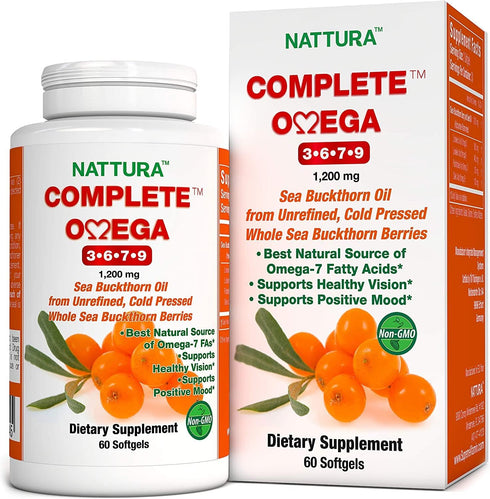 Complete Omega 3-6-7-9, Pure Sea Buckthorn Oil, Non-GMO, 60 Capsules, Cold Pressed