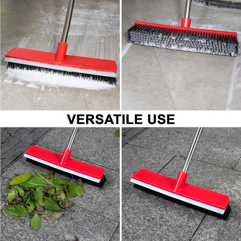 Loulicia 15.7 Inch 2 1 52.4 inch Floor Scrub Brush Removable Stainless Steel Handle in Scrape Brush Stiff Bristle