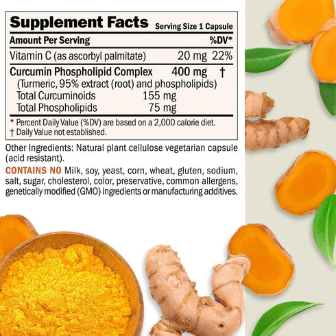 ANDREW LESSMAN Turmeric 400-60 Capsules, 95% Curcuminoids for Optimum Benefits and Greater Absorption