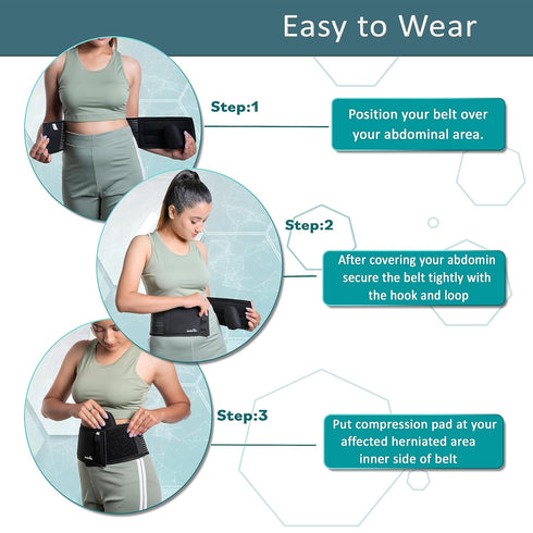 Wonder Care Umbilical Hernia Support Belt - Abdominal Binder for Navel Hernias, Hernia Pain Relief Brace (L)