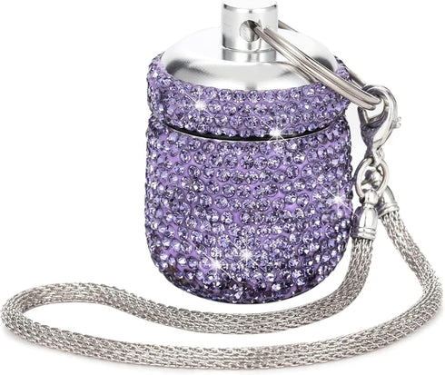 Bling Keychain Pill Holder, Small Pill Box for Purse, Portable Organizer Container for Capsule Vitamin Supplement