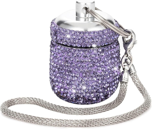Bling Keychain Pill Holder, Small Pill Box for Purse, Portable Organizer Container for Capsule Vitamin Supplement