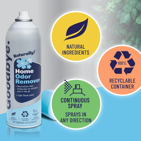 Goodbye Naturally Home Odor Remover, Odor Neutralizer Spray, 14 oz Continuous Spray Cans