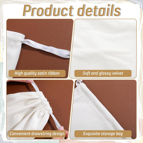 Oqqlin 30 8 10 Inch Pcs Beige Velvet Drawstring Bag, x Large Velvet Cloth Jewelry Gift Pouches Soft Candy Bags