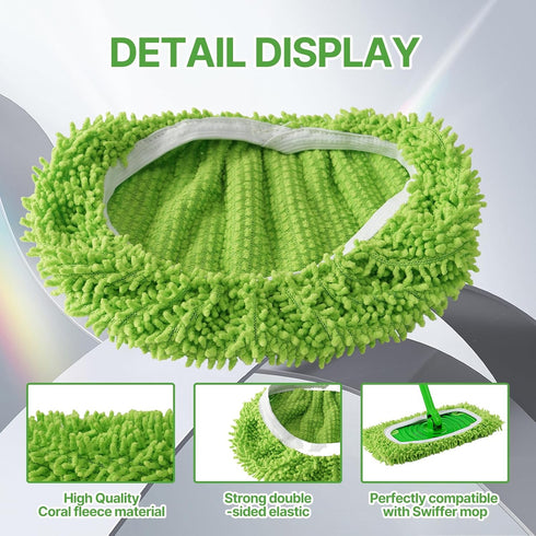 NAYODEUS 10Pack Reusable Microfiber Mop Pads Compatible with Swiffer Sweeper-Dry Sweeping Cloths & Wet Mopping Cloths