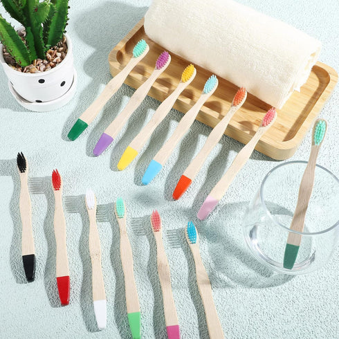 48 Pcs Kids Bamboo Toothbrushes - Soft Bristle, Individually Wrapped Toddler Toothbrushes for Home Travel Oral Supplies