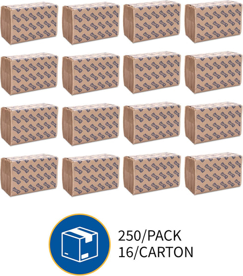 Genuine Joe Multifold Natural Towels - 9.25" x 9.40", Pack of 4000, Packaging may vary