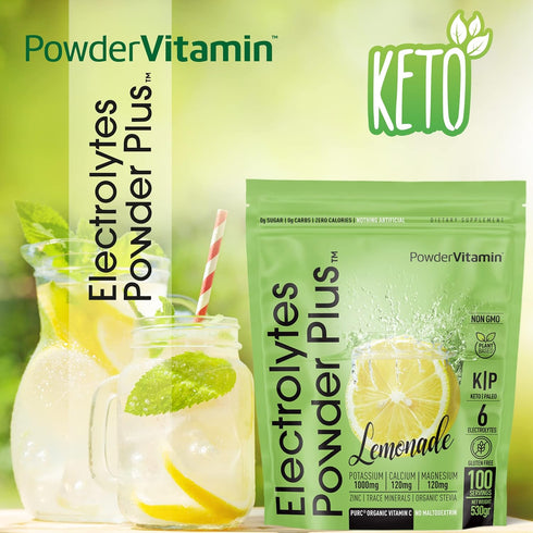 Electrolytes Powder Plus Keto - Lemonade Flavor, 100 Servings, 0 Sugar, Energy Hydration Powder