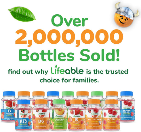 Lifeable Vitamin B12 for Kids, 1000 mcg Gummies, Gluten Free, Vegan B12 Vitamins for Energy, Mood, Nervous System