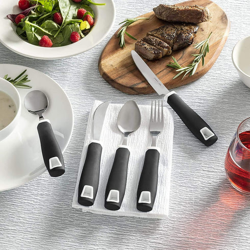 Special Supplies 5-Piece Adaptive Utensils Set - Non-Weighted, Non-Slip Handles for Hand Tremors, Arthritis,
