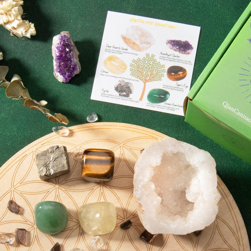 Set QianCannaor Crystals and Healing Stones for Anxiety, Relaxation Spiritual Crystals Gift for Meditation