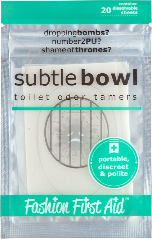 Subtle Bowl Toilet Odor Tamers - Stop Poop Smell in Shared or Public Bathroom, Travel 20 Sheets