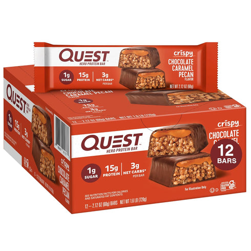 Quest Nutrition Crispy Chocolate Caramel Pecan Hero Protein Bar - 15g Protein, 12 Count
