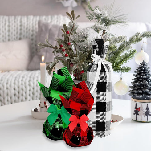 Whaline 120 Ft x 32 inch Christmas Cellophane Wrap Roll, Rustic Buffalo Plaid for Gift Basket and DIY Crafts