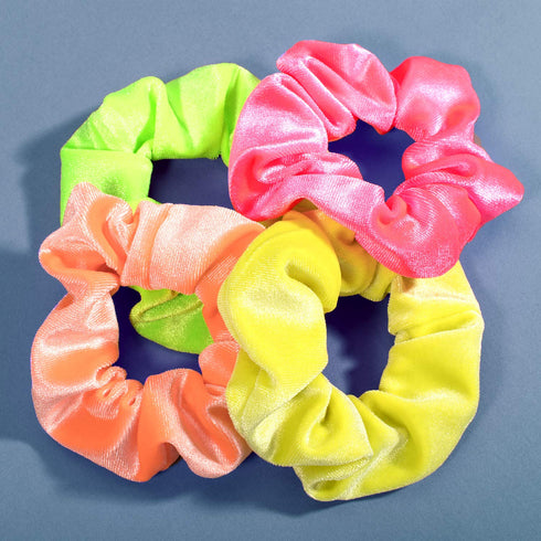 Whaline Neon Scrunchies, Summer Velvet Hair Bobble Elastics Hair Bands for Girls, Women (Neon Color)