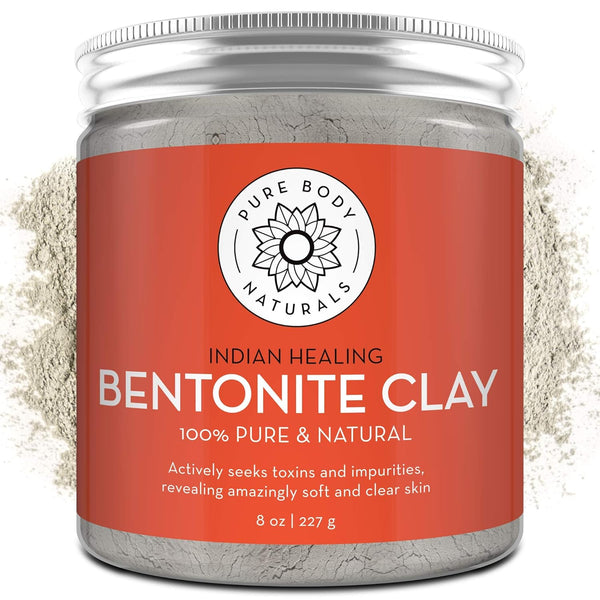 Pure Body Naturals Bentonite Clay Powder for DIY Detox Body & Face Mask, 8.0 oz
