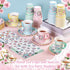 SUMMORO 180 9 OZ Set Pcs Floral Paper Tea Cups and Plates Disposable Paper TeaCups and Saucers with Tea Party Napkins