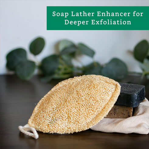 Natural Loofah Exfoliating Sponge (4 Pack) - Biodegradable Organic Loofah Sponge for Shower, Exfoliating Body Scrubber
