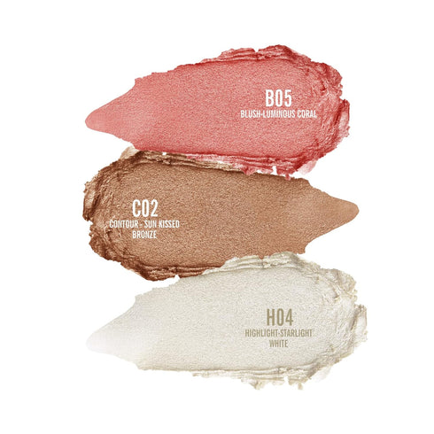 KIMUSE Multi Stick Trio Face Makeup, Cream Blush Stick for Cheeks & Lips, Contour & Highlighter Sticks