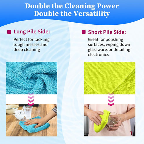 FIXSMITH Microfiber Cleaning Cloth - Pack of 12, 12 x 16 in, Highly Absorbent, Lint-Free Cleaning Rags for Home