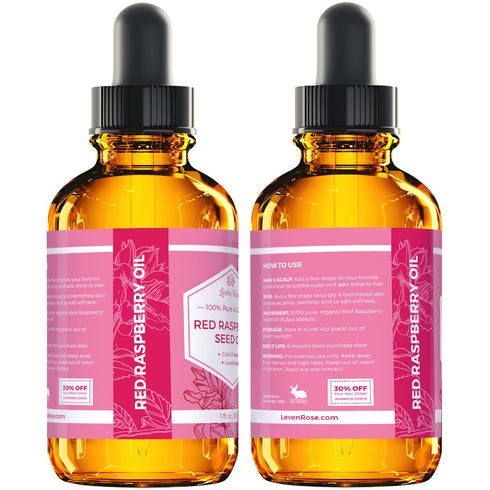 Leven Rose Organic Red Raspberry Seed Oil 1 oz - 100% Natural Anti-Aging Oil for Face, Hands, Scars