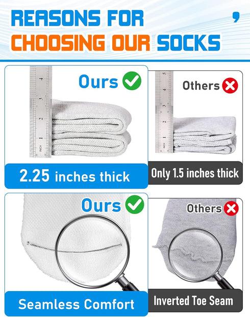 Orthostride 3 Wide Diabetic Socks for Men Women Plus Size, Extra Long Edema Sock with Thickened Sole, Non-Binding Loose
