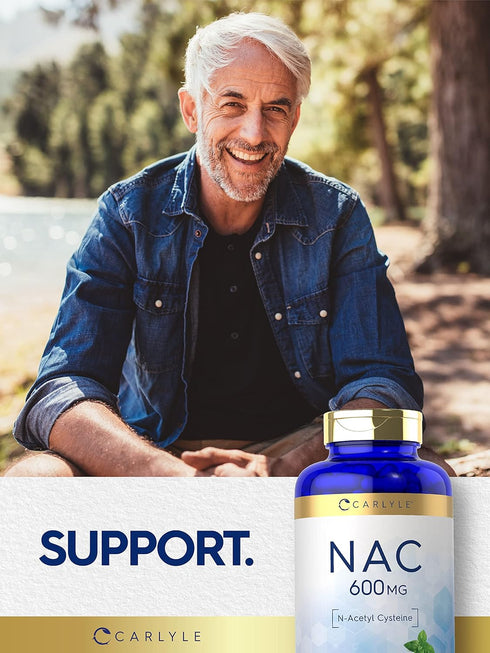Carlyle NAC N-Acetyl Cysteine 600mg | 180 Capsules | with Peppermint | Non-GMO, Gluten Free