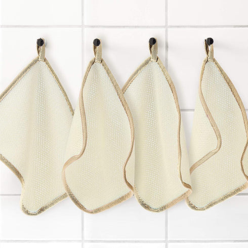 Tatuo 5 Pcs Exfoliating Face and Body Wash Cloths, Towel Weave Bath Scrub for Women and Men, 10.63 x 9.05 Inch