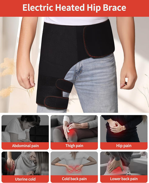 Hip Heating Pad, Electric Heated Hip Massager with Vibration, Thigh/Buttock Electric Heat Pad for Sciatica Nerve Relief
