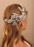 Women Large Hair Comb, Gold Bridal Rhinestone Crystal Flower Wedding Hair Accessory for Bride and Bridesmaid
