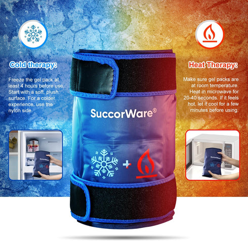 Knee Ice Pack Wrap for Injuries - Reusable Hot & Cold Gel Bags for Leg, Back, Shoulders, Arms, Elbow Injuries, Pain