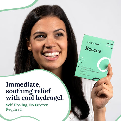 Rescue Hydrogel Self Cooling Compresses, Eye Cooling Pads, Cooling Eye Masks for Puffy Eyes, 12 Count, FSA & HSA