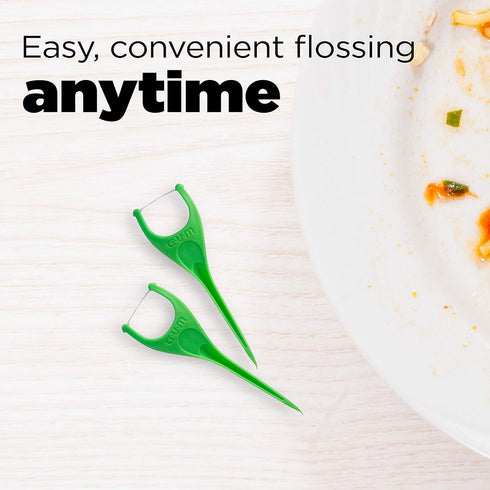 GUM Angled Floss Picks, Extra Strong Shred-Resistant Dental Floss, Angled for Easy Reach, Fresh Mint Flavor, 75ct (4pk)