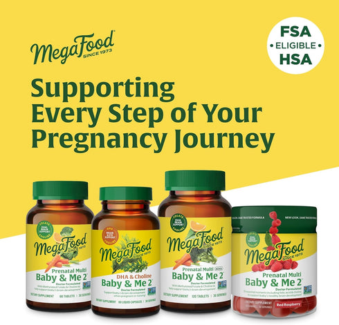 MegaFood Baby & Me 2 Prenatal Multi, Gluten-Free, Vegetarian, 60 Tablets, Prenatal Vitamins for Women