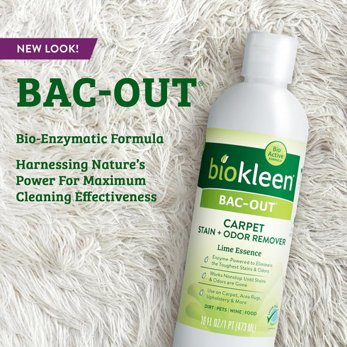 Biokleen Bac-Out Natural Stain Remover 32 Oz - Enzymatic Plant-Based Cleaner for Laundry, Carpets, Diapers, Wine