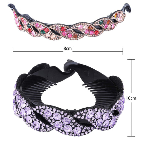 Rhinestone Hair Clip for Women - 5Pack Half-balloon Nest Expanding Hairpin Girls Hair Claws Hair Bun Holders Accessories(5 Mixed Colors)