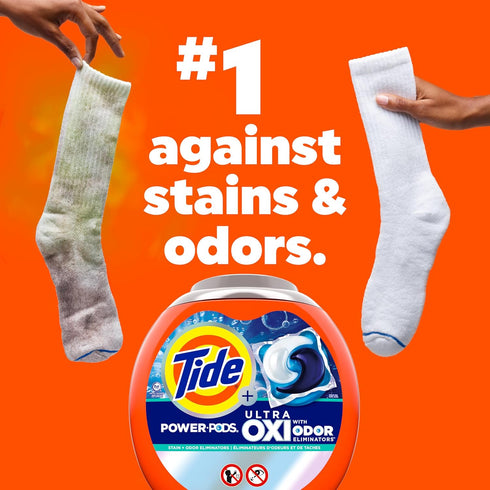 Tide Ultra OXI Power PODS, 18 Count, Laundry Detergent Pacs with Odor Eliminators for Dirt