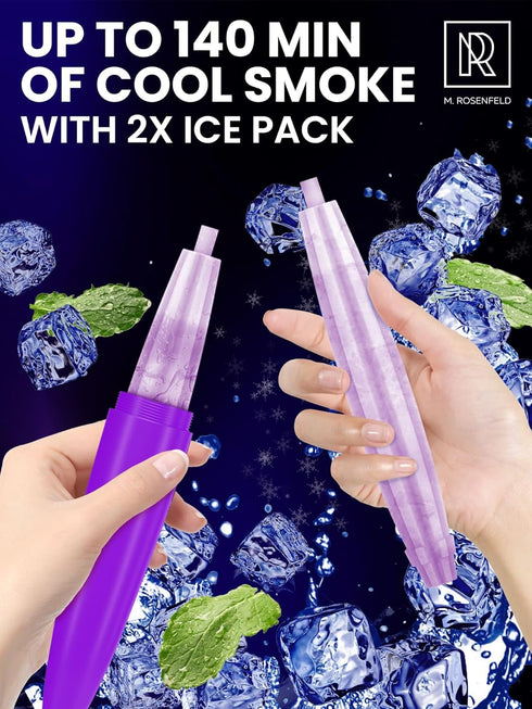 Premium Ice Pipe Hookah Hose - Purple Ice Hookah Set with 2 Reinforced Cooling Packs & Soft Grip - Hookah Mouthpiece