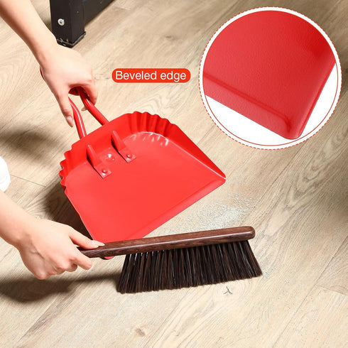4 Pack Heavy Duty Metal Dust Pans 12 Inch, Large Handheld Dustpans for Household & Commercial Cleaning (Red)