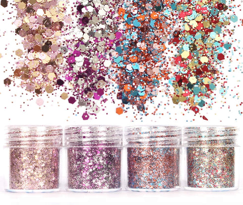 Unime Body Glitter, 16 Colors Chunky Glitter for Body, Face, Hair, Make Up, Nail Art