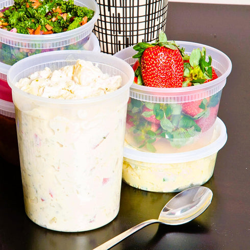 Deli Containers with Lids, 60 Sets Disposable Plastic Lunch Combo, Clear Food Storage Containers for Soup