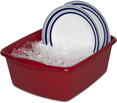 Tribello Plastic Wash Tub Dishpan Basin | 12 Quarts | Heavy Duty Foot Bath for Soaking Feet, Made in USA (Red)