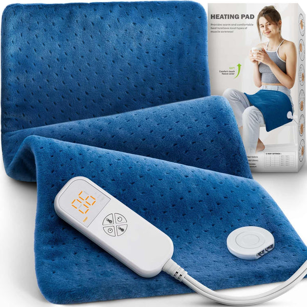 Heating Pad for Back Pain & Cramps, Soft Machine Wash Fabric with Auto Shut Off, King Size 12"x24"