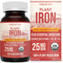 Organic Iron Whole Food Iron Supplement & Cofactors, 25 mg Elemental Iron, 90 Capsules, Blood Health Support