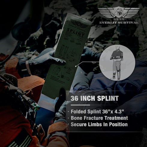 EVERLIT 36 Inch Lightweight Reusable Combat Splint - Waterproof Tactical Field First Aid Medical Splint