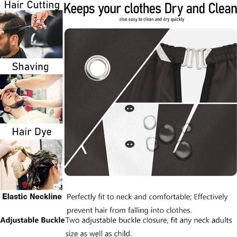 visesunny Tuxedo Barber Cape with Black Bow Tie, Anti-Static Hair Cutting Cape, Water-Resistant