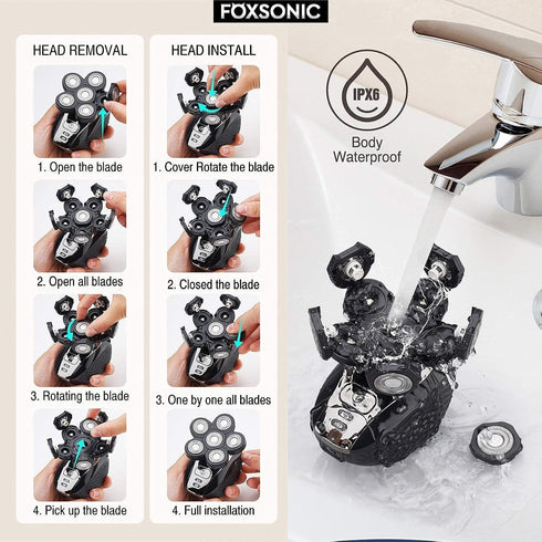 Universal 6 Blades Replacement Heads - 5 Blades Head Shaver Replacement Blades for Mainstream Shaver Brands