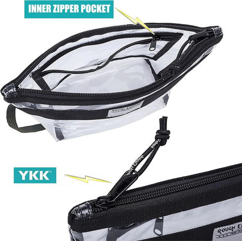 Rough Enough Clear Toiletry Bag, Makeup Organizer Cosmetic Pouch with Zipper Handle for Travel Essentials