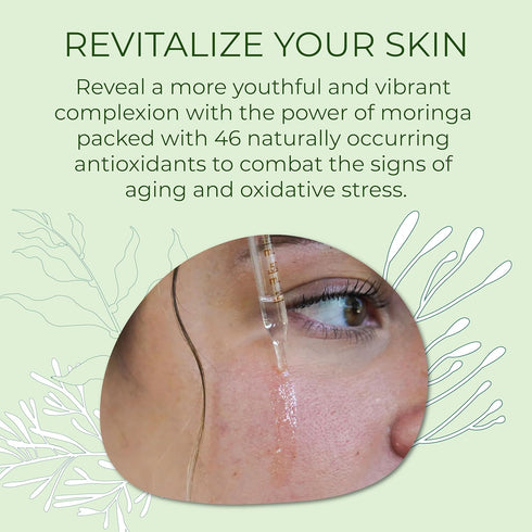 Moringa Seed Facial Oil Drops - Super Moisturizing Antioxidant-Rich Glow with Sea Kelp & Vitamin E, 1 Fl Oz